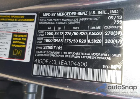 2014 Mercedes-Benz Gl 450 4Matic из США, поврежденный, VIN 4JGDF7CE1EA304600